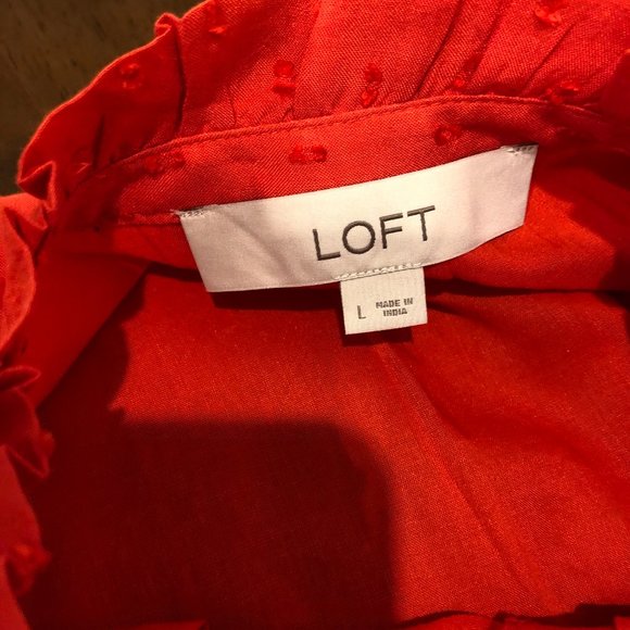 Loft Dot Textured Ruffled Long Sleeve Top Size L NWT. - Picture 8 of 16